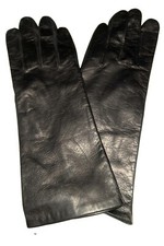 Women's Black Fleece-Lined Leather Gloves, Medium, Black, New.