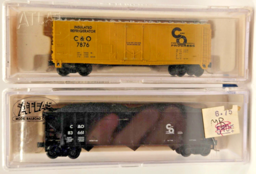 Atlas N Scale 90-Ton Hopper # 83661 40' Box Car # 7876 Chesapeake & Ohio