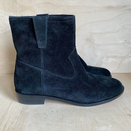 black suede pull up boots