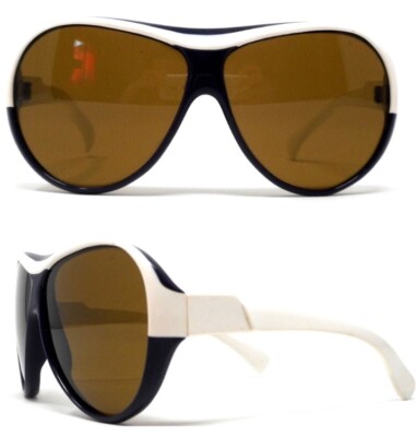 1970’s Oversized Colorblock Mod French Sunglasses, Navy & White, Deadstock 1970 main image 2