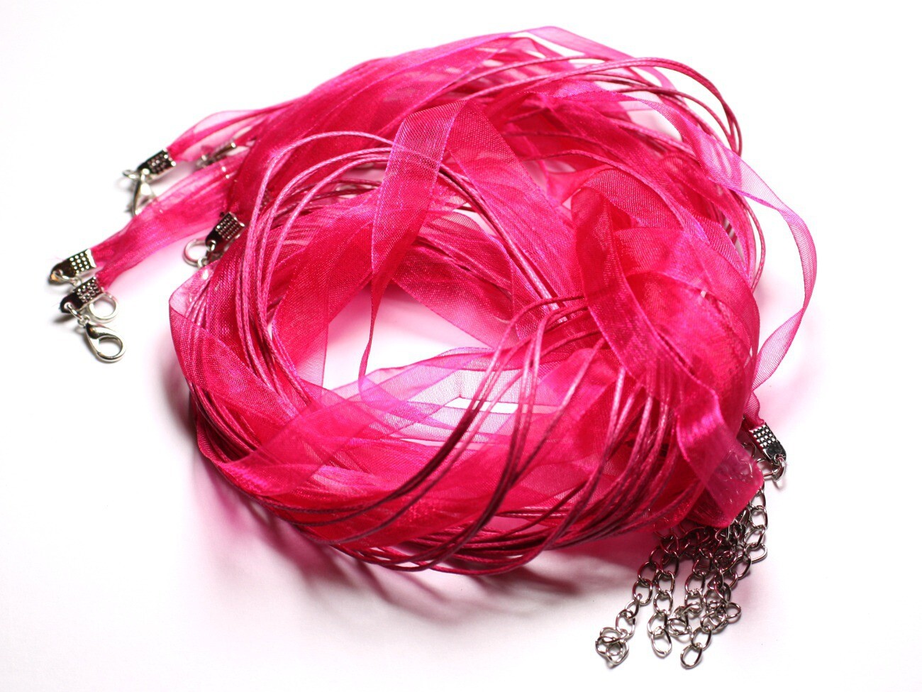 Cordon Collier Rose Fuchsia 47cm pour Créer Facilement vos Bijoux Fantaisie