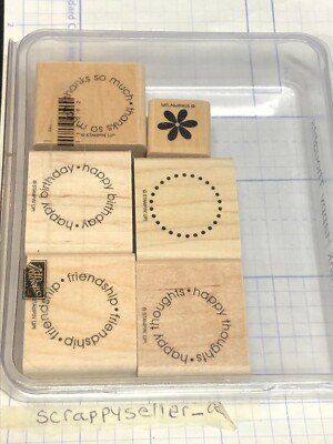 STAMPIN UP Wood Block Stamp Set Gently Used~ THINK HAPPY THOUGHTS