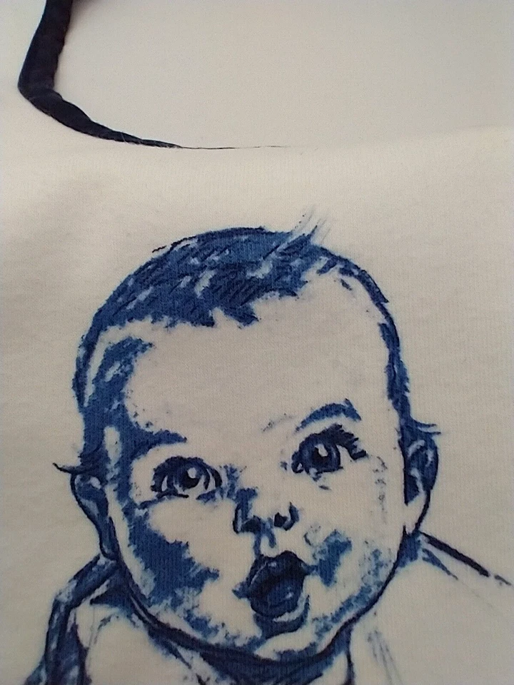 嘉宝围兜肖像复古收藏家白色蓝色棉香港 — 第 3/4 张图片