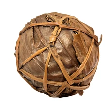 Vintage Handmade Rustic Primative Leaf Ball Decorative Sphere 4" Brown