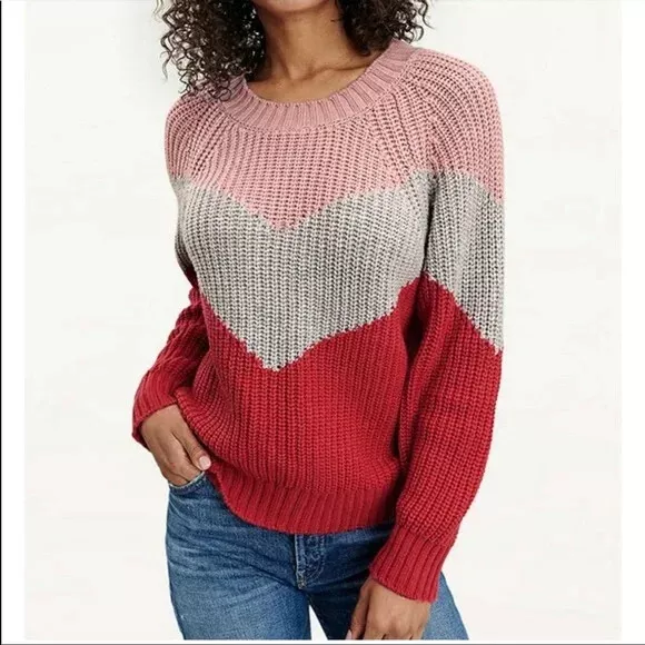 Chevron color block sweater cheap