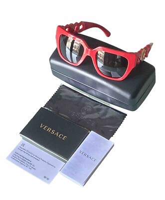 Versace Medusa Sonnenbrille Kette Gold Rot Medusa Sun Glasses Lunette.