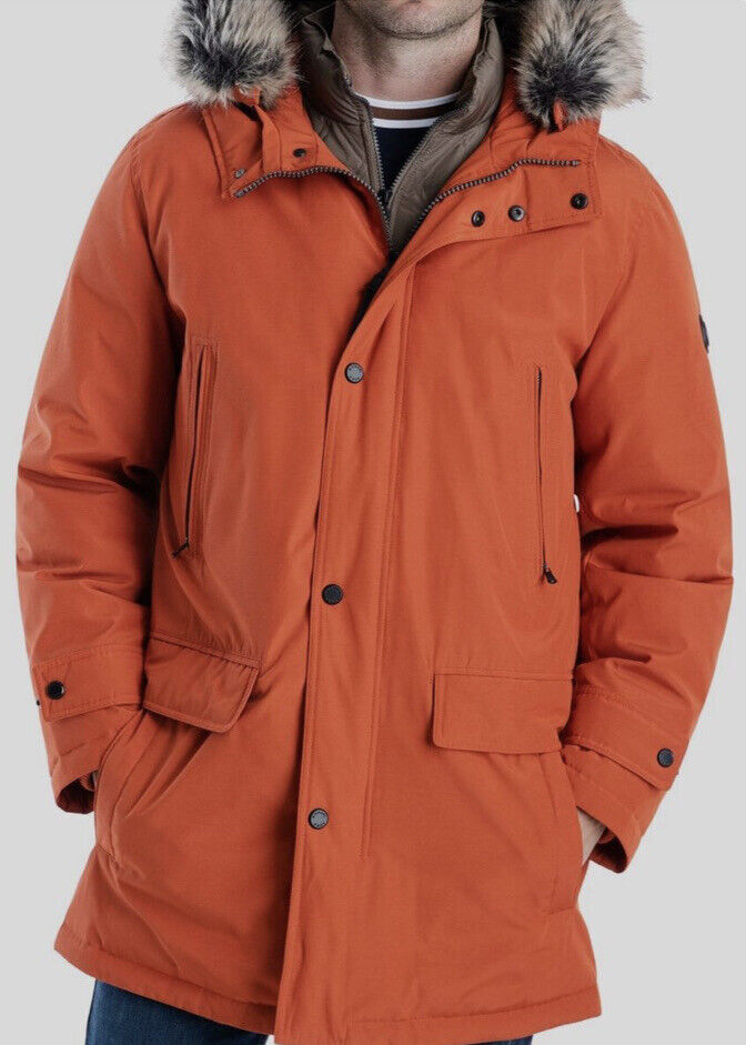 Michael Kors Men Orange Hooded Bib Snorkel Parka Coat Jacket Michael Kors Men Orange Hooded Bib Snorkel Parka Coat Jacket