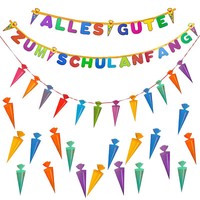 SchuleinfüHrung Schulanfang Einschulung Deko Set Girlanden ZuckertüTen Konfetti