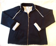 CALVIN KLEIN Women EXTRA LARGE Black Distress Fleece Lined Suede Jacket Coat