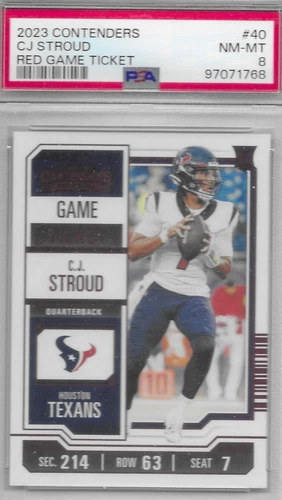 2023 PANINI CONTENDERS RED GAME TICKET #40 CJ STROUD ROOKIE RC PSA 8