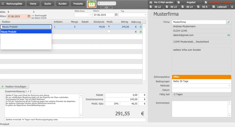 Rechnungsprogramm Lager Dienstleistung Rechnungen Faktura Programm Mac Windows - Bild 4 von 4