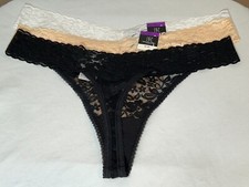 INC International Concepts Thong Underwear XXL Lace Mid Rise Panty 3 Pair