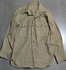 Genuine Korean War USGI Olive Drab 100 Wool Flannel Field Shirt MINT 14X32 NOS