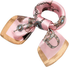 Womens 23.6 inch Satin Silk Feeling Formal Square Neck Scarf Head Hair Wraps Ker