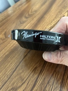 Vintage Flamingo Hilton and Tower Casino Black Glass Ashtray Las Vegas