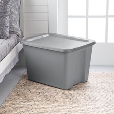 Sterilite Large Storage Bin - 18 Gallon Plastic Container w/ Snap-On Lid, Gray