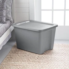 Sterilite Large Storage Bin - 18 Gallon Plastic Container w/ Snap-On Lid, Gray