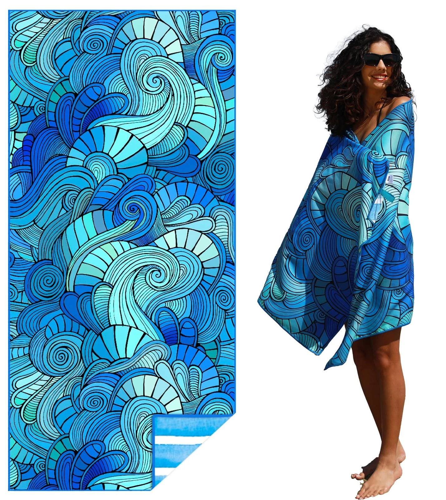 Microfiber Thin Lightweight Beach Towel Sand Free Quick Dry Absorbent Compact To - Picture 1 of 6