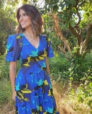 NWT Christopher John Roger x Target Tiered Puff Sleeve Blue Paradise Dress 0