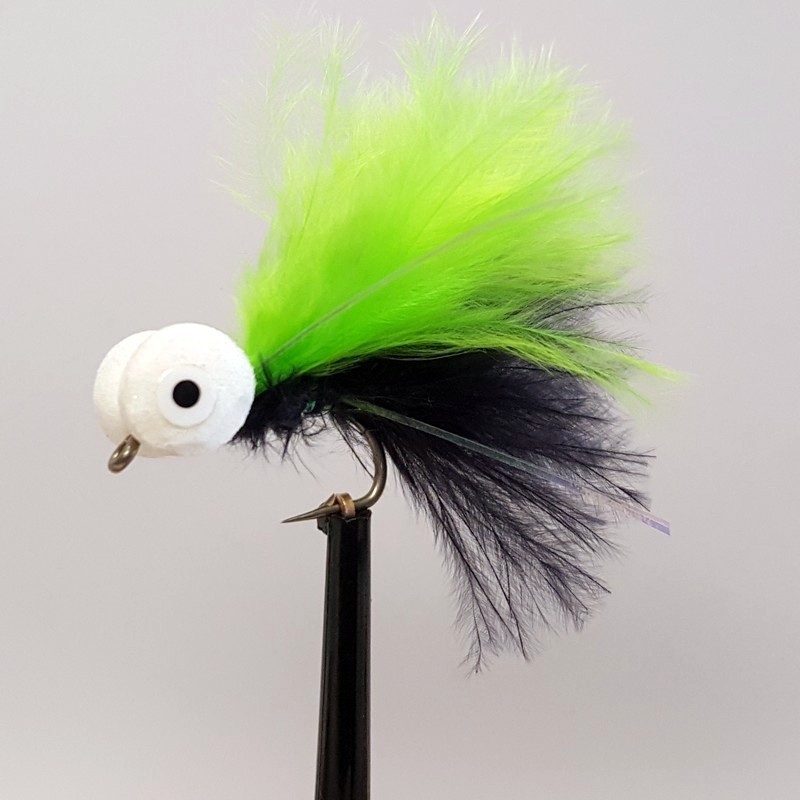 3 x Black & Lime Wing Booby Fly Fishing Trout Flies Size 10 (BB30)