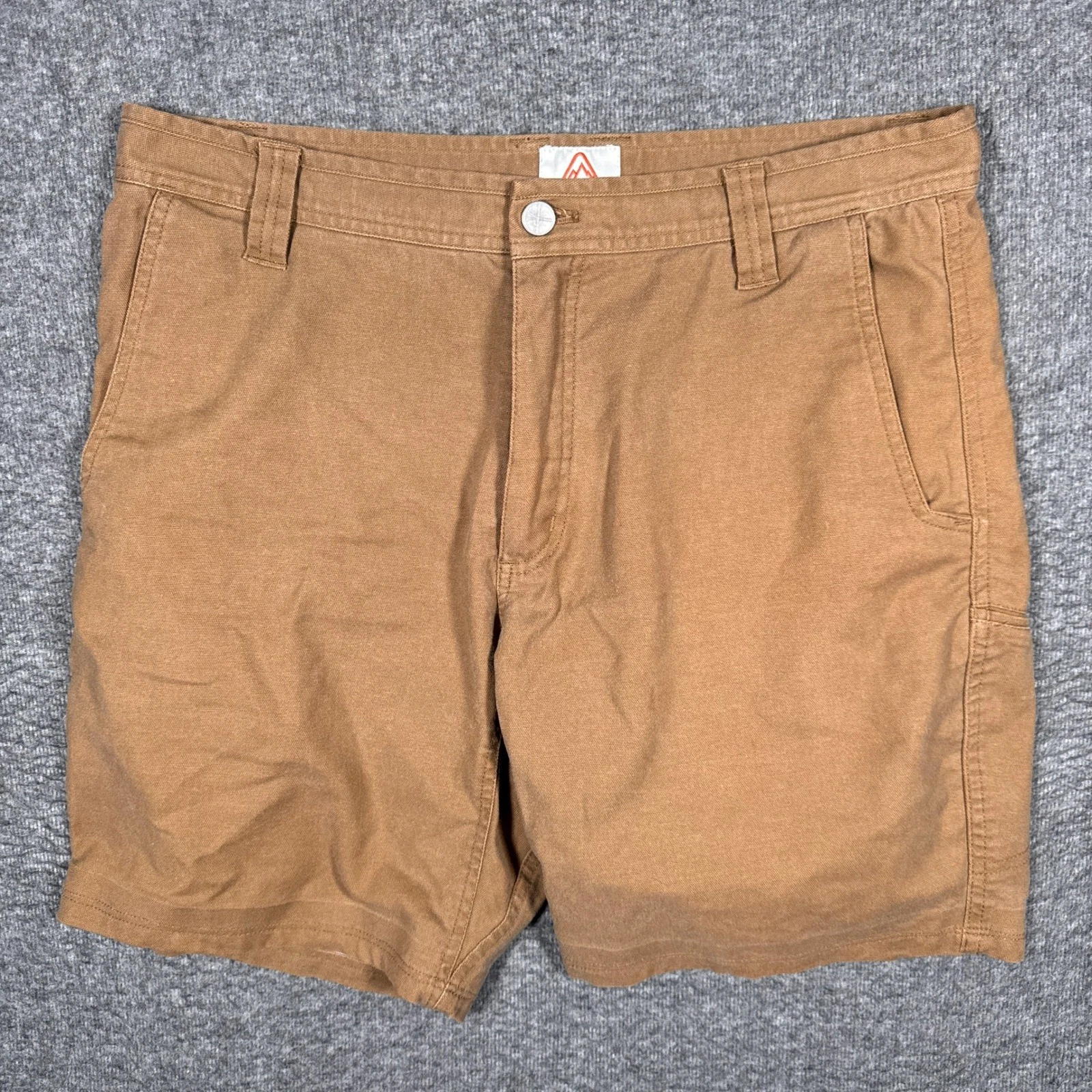 LIVSN Flex Canvas Shorts Mens 33 Brown Tan Outdoor Hiking Utility Workwear 8"
