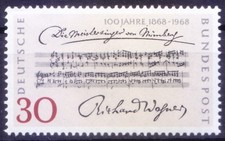 Germany FR 1968 MNH, Music composer Wagner signature, Notes