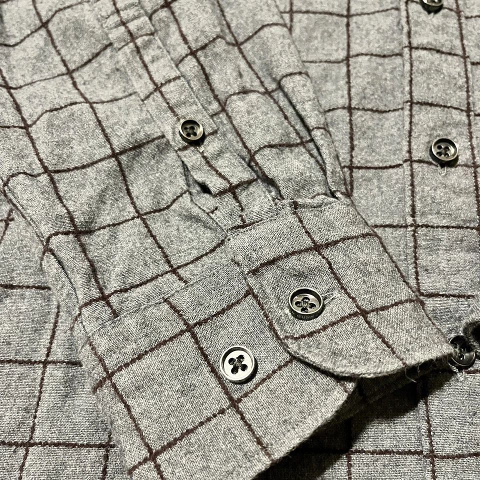 Мужская рубашка Rodd & Gunn S с длинным рукавом хлопок шерсть кашемир на пуговицах серая красная - Изображение 2 из 4