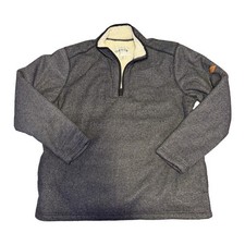 Orvis Mens XL Sherpa Lined 1/4 Zip Fleece Pullover Jacket Gray Outdoor