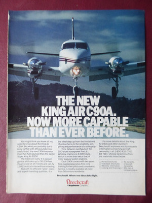 6/1989 PUB BEECHCRAFT RAYTHEON FLUGZEUG SUPER KING AIR C90A FLUGZEUG ORIGINAL ANZEIGE
