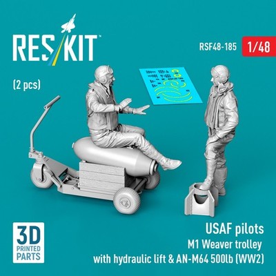 1/48 ResKit RSF48-0185 USAF pilots (2 pcs) & M1 Weaver trolley with hydraulic li