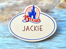 1980s Disneyland Cast Member 15 Years Service Name Badge. Jackie. Excellent Pin!
