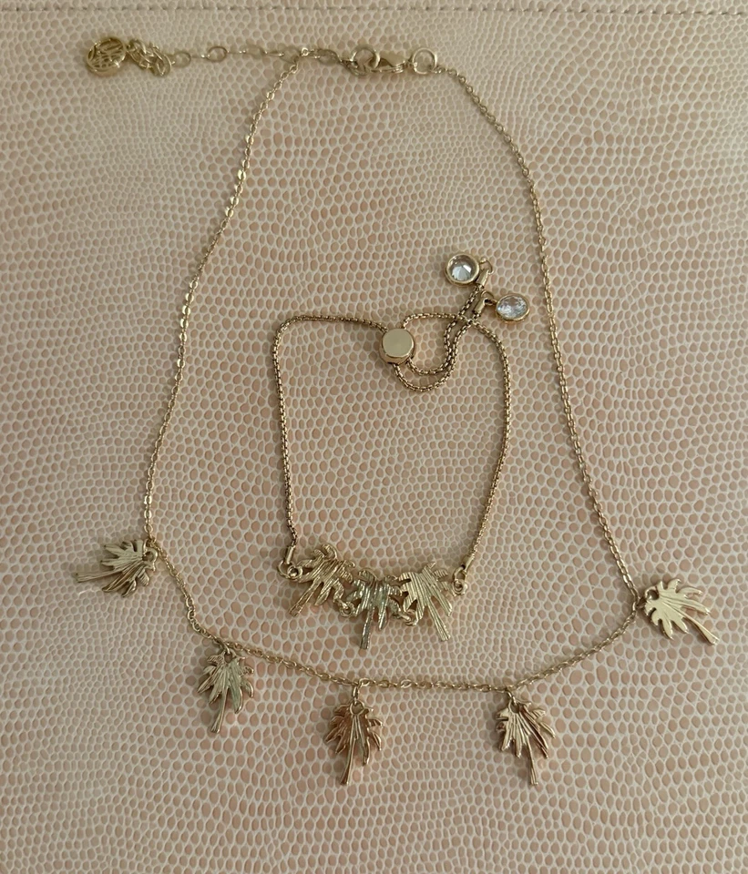 Lilly Pulitzer Sparkling Palm Trees Necklace & Bracelet Set EUC - Image 3 of 4