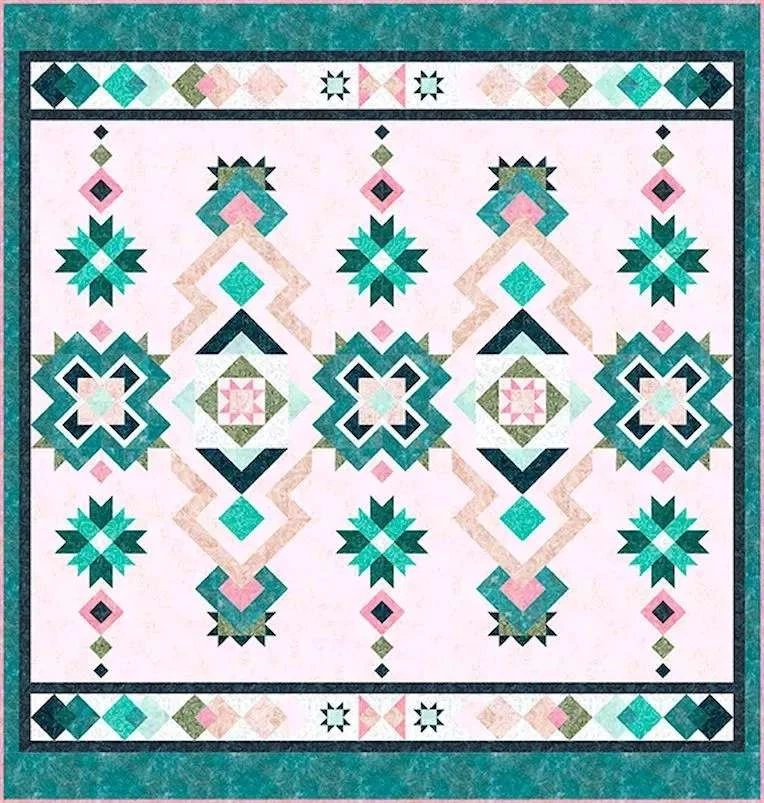 Wilmington Batiks - Flor del desierto - Cachemira y flores - Aqua/Azul Foto 4 de 4