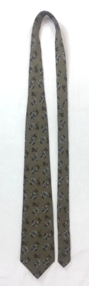 Corbata Vintage Coulure by Bella Nova 100% Seda Marrón Hecha en EE. UU. Estampado Floral Foto 4 de 4