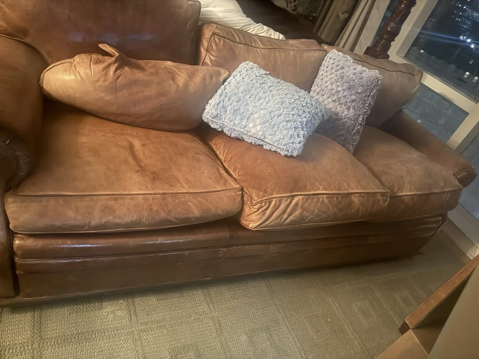 Ralph Lauren Brown Leather Sofa By henredon USA Must Pick Up In NYC Monday Dec 1 - Image 4 of 4
