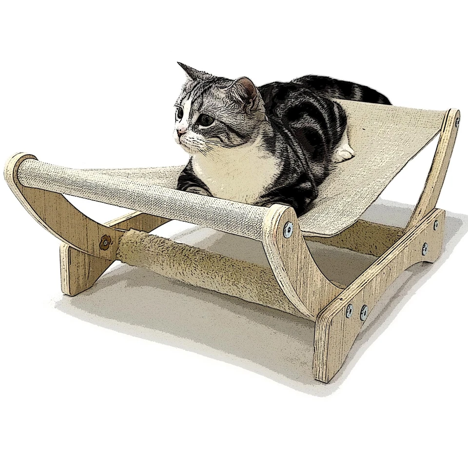 Sofá cama elevado con hamaca para gato HeyKitten 24 pulgadas con soporte resistente salón elevado... Foto 4 de 4