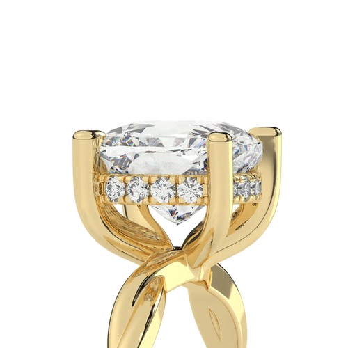 Cushion Solitaire Labgrown Diamond Halo Engagement Ring 18k Yellow Gold 3.15 Ct - Picture 14 of 20