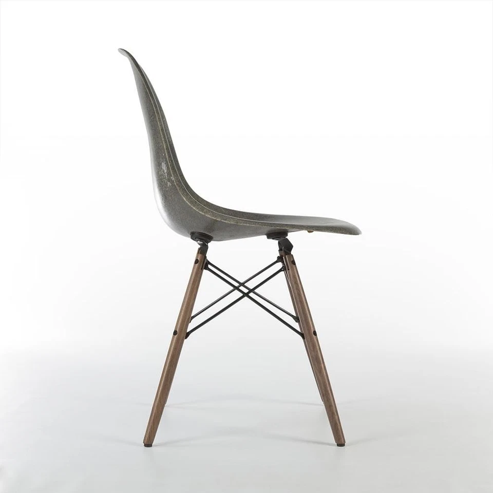 Ensemble (4) chaises de salle à manger originales Herman Miller Eames DSW gris éléphant - Photo 3/4