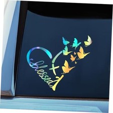 Blessed Cross Butterfly Heart Decal Inspirational Faith Vinyl Sticker for