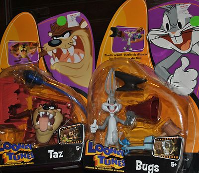 ONLY 1 TAZ ON E-BAY / PAIR OF LOONEY TUNES FIGURES TAZ AND BUGS BACK IN ACTION