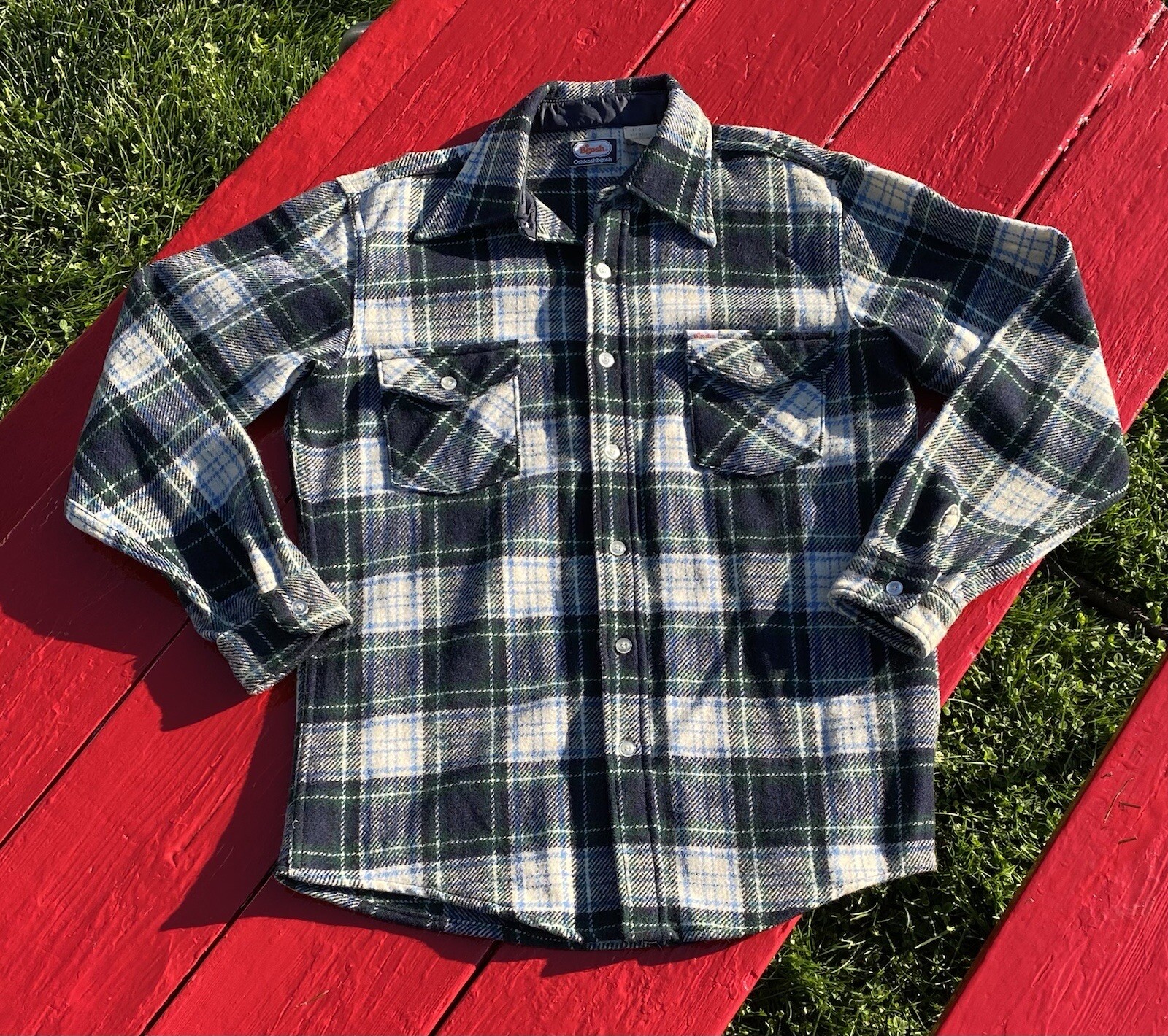 Vtg Mens Wool OSHKOSH B'GOSH Lumberjack Shirt Blu… - image 10