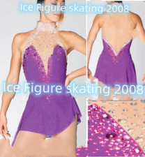 Figure Skating Costume Rhinestone Long Sleeve Competition Skating Dress for Girl
