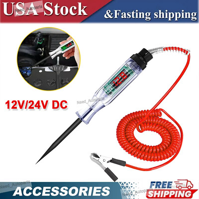 Circuit Tester Probe Light Voltage Pen Detector 12V/24V Electric Car Fuse Test