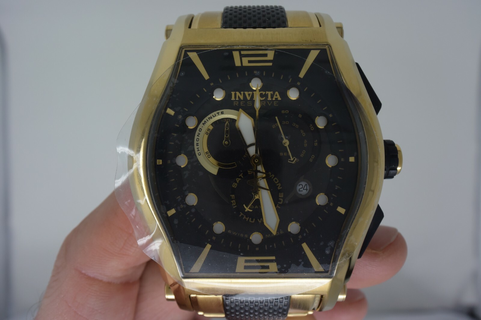 *SUPER RARE/NEW* Invicta 0745 Reserve 18K Gold Plated Swiss Men's Watch + Strap image 2