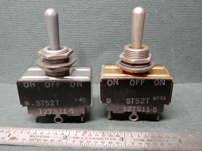 Micro Switch 12TS11-5 (On)-Off-On Toggle Switches DPDT Qty 2 NOS Solder Tabs