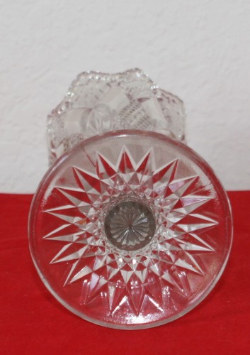 Early American Pattern Glass Clear Pedestal Trumpet Shape Vase EAPG - Picture 6 of 7