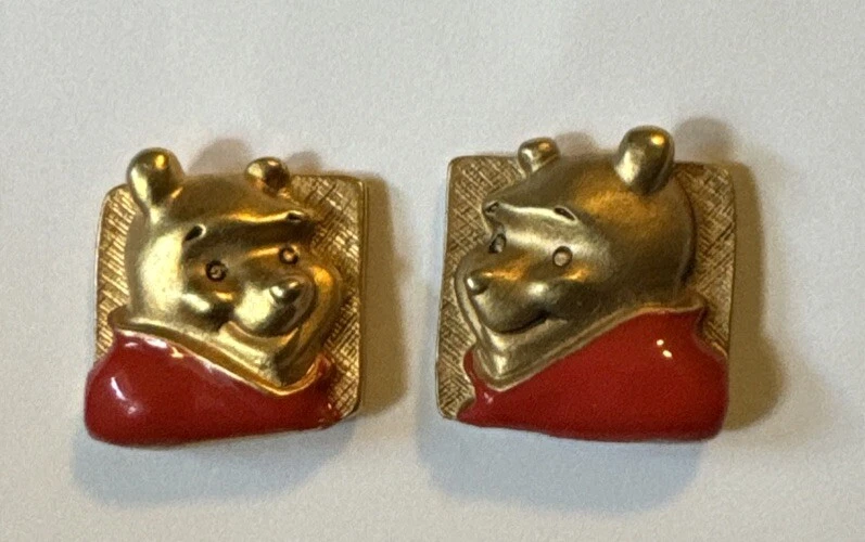 DISNEY 3D Gold & Enamel WINNIE THE POOH Pierced Stud Earrings - Image 2 of 4