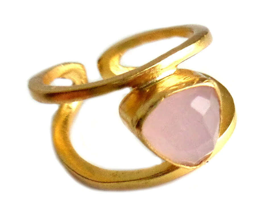 Ring Rosenquarz Messing vergoldet variabel Ringgröße 50- 54  IFR77 rq