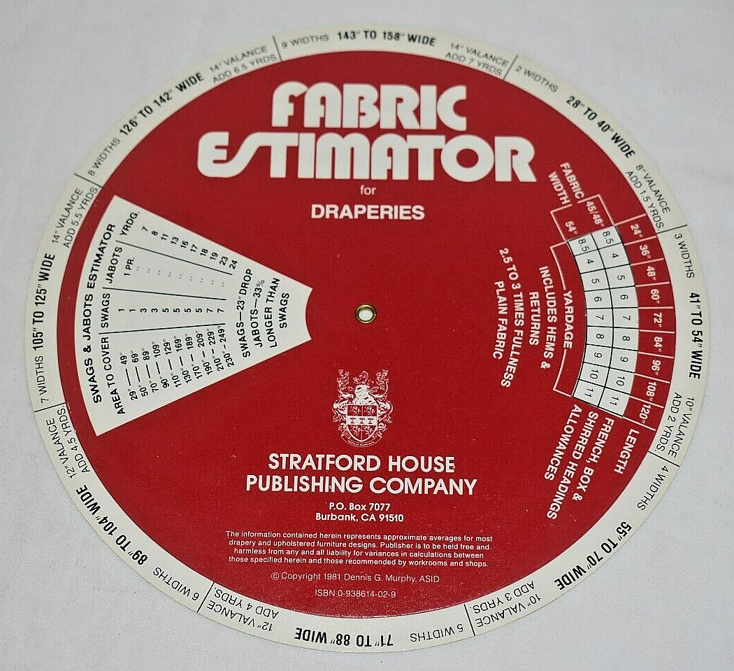 Fabric Estimator Chart for Draperies & Upholstered Furniture