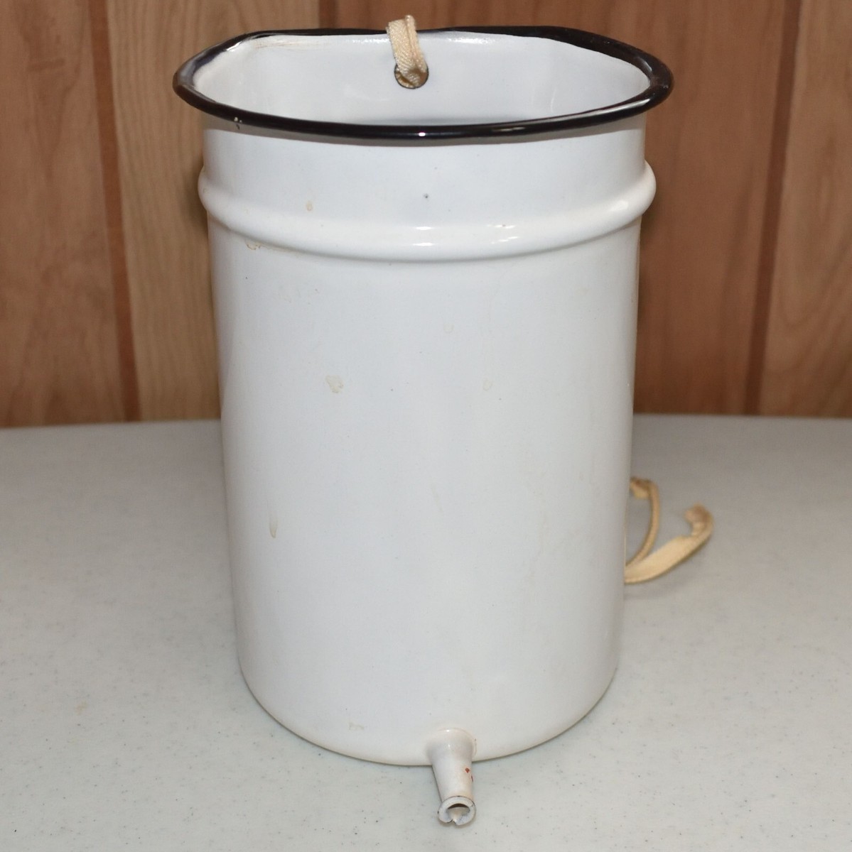 Vintage Cesco Hospital Ware Irrigator w/Hose Enamel Enamelware Mid